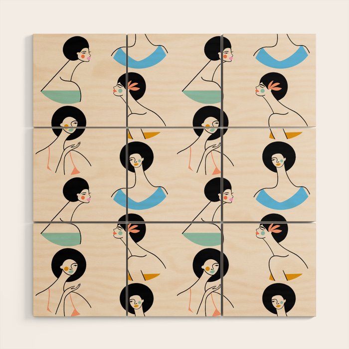Retro Ladies Pattern Wood Wall Art Gallery Image 1