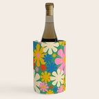Retro Flowers 60s 70s Aesthetic Floral Pattern in Pop Green Blue Pink Red Mustard Yellow Cream Wine Chiller Gallery Image 1