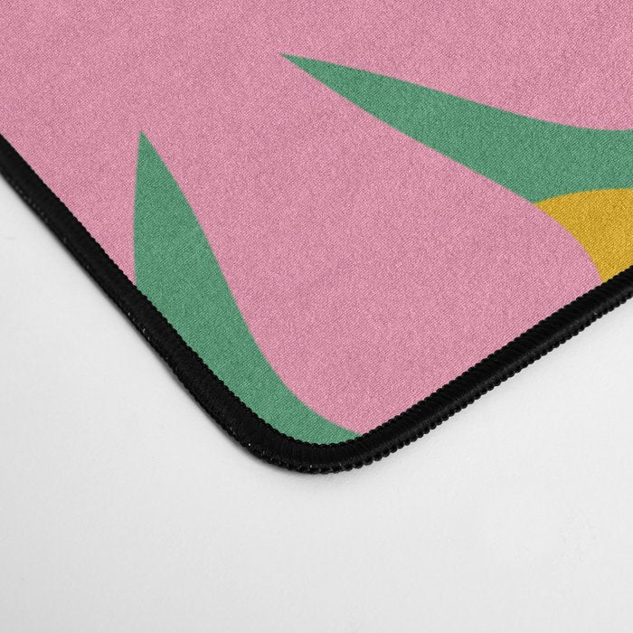 Retro Flowers 60s 70s Aesthetic Floral Pattern in Pop Green Blue Pink Red Mustard Yellow Cream Desk Mat Gallery Image 4