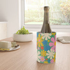 Retro Flowers 60s 70s Aesthetic Floral Pattern in Pop Green Blue Pink Red Mustard Yellow Cream Wine Chiller Gallery Image 4