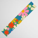 Retro Flowers 60s 70s Aesthetic Floral Pattern in Pop Green Blue Pink Red Mustard Yellow Cream Table Runner Gallery Image 3