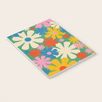 Retro Flowers 60s 70s Aesthetic Floral Pattern in Pop Green Blue Pink Red Mustard Yellow Cream Notebook Gallery Image 3