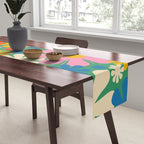 Retro Flowers 60s 70s Aesthetic Floral Pattern in Pop Green Blue Pink Red Mustard Yellow Cream Table Runner Gallery Image 2