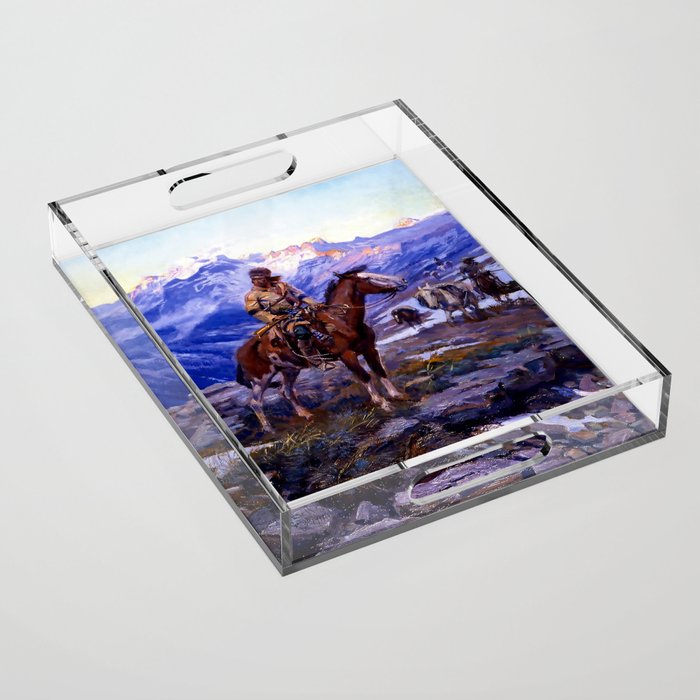âThe Free Trappersâ by Charles M Russell Acrylic Tray Gallery Image 1