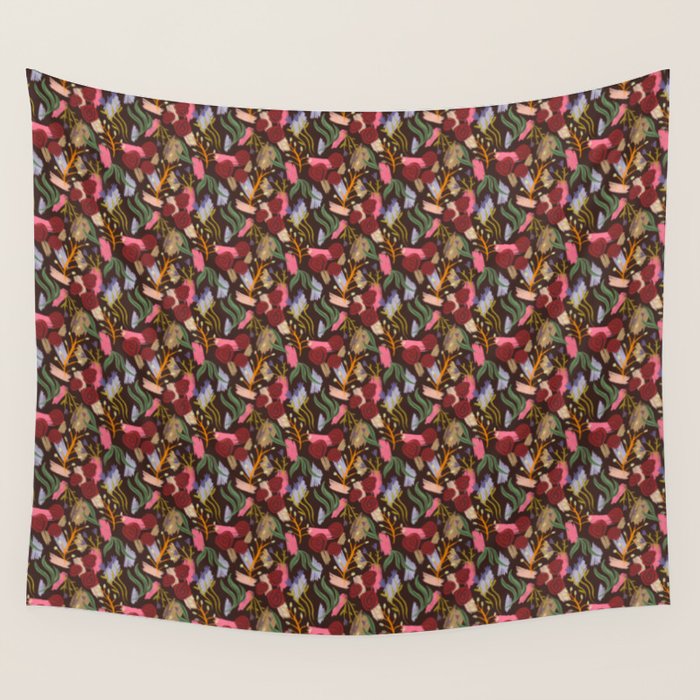 Rustic Botanical Rose Pattern Wall Tapestry Gallery Image 4