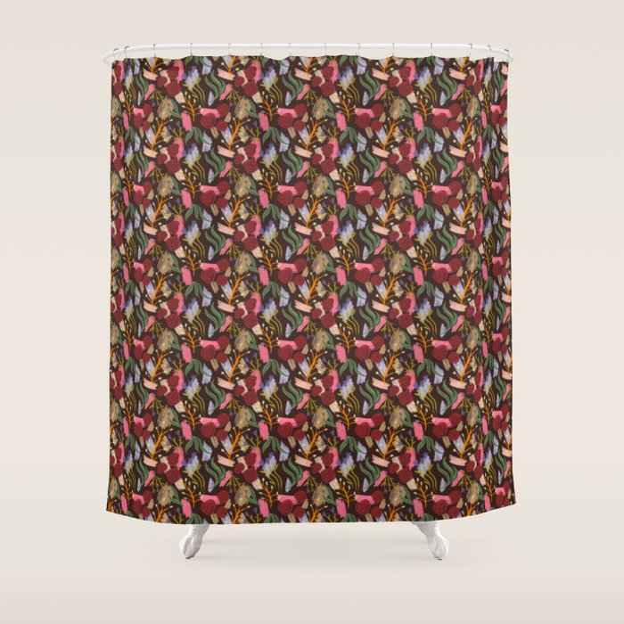 Rustic Botanical Rose Pattern Shower Curtain Gallery Image 1