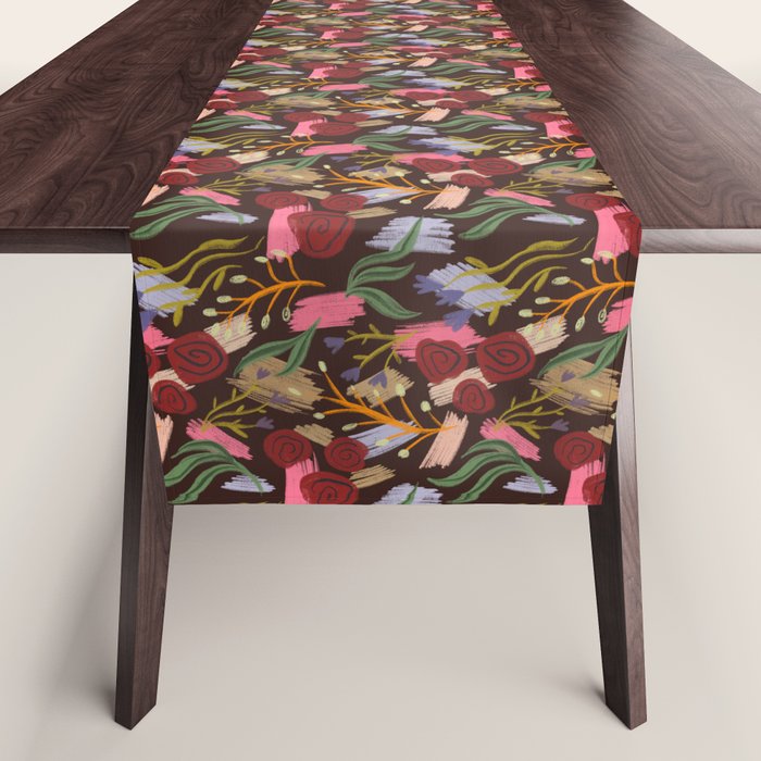Rustic Botanical Rose Pattern Table Runner Gallery Image 1