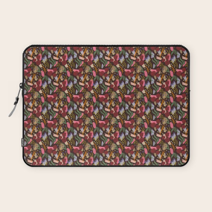 Rustic Botanical Rose Pattern Laptop Sleeve Gallery Image 1