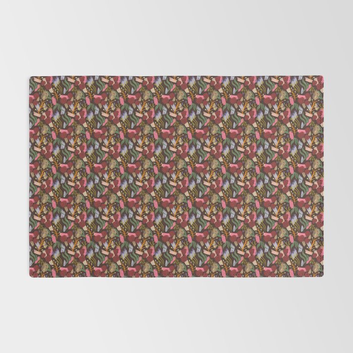Rustic Botanical Rose Pattern Rug Gallery Image 2
