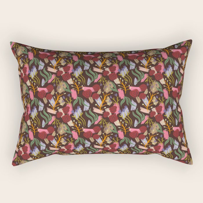 Rustic Botanical Rose Pattern Rectangular Pillow Gallery Image 2