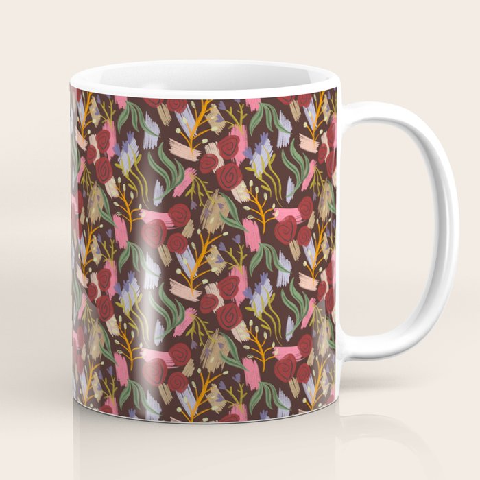 Rustic Botanical Rose Pattern Coffee Mug Gallery Image 1