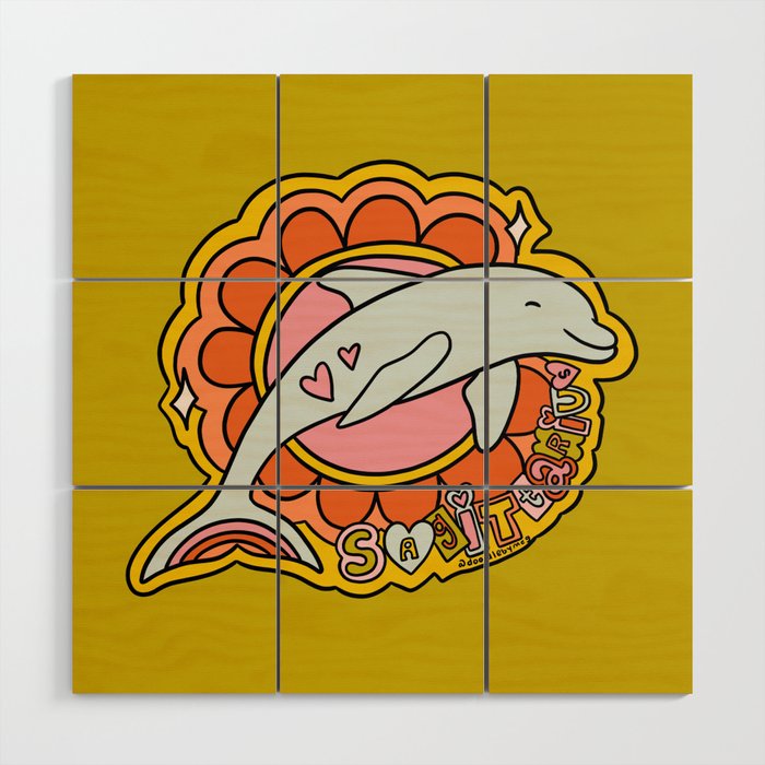 Sagittarius Dolphin Wood Wall Art Gallery Image 1