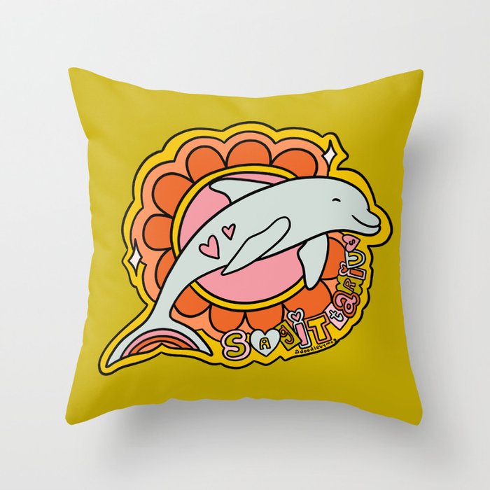 Sagittarius Dolphin Throw Pillow Gallery Image 1
