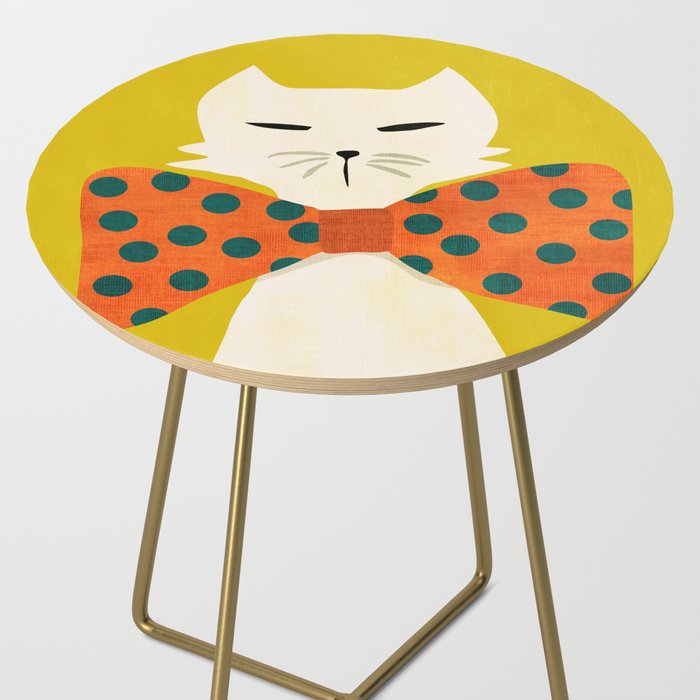 Cat with incredebly oversized humongous bowtie Side Table Gallery Image 2