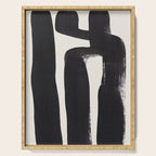 Mid Century Modern Minimalist Abstract Art Brush Strokes Black & White Ink Art Ancient Stripes Serving Tray Gallery Image 1
