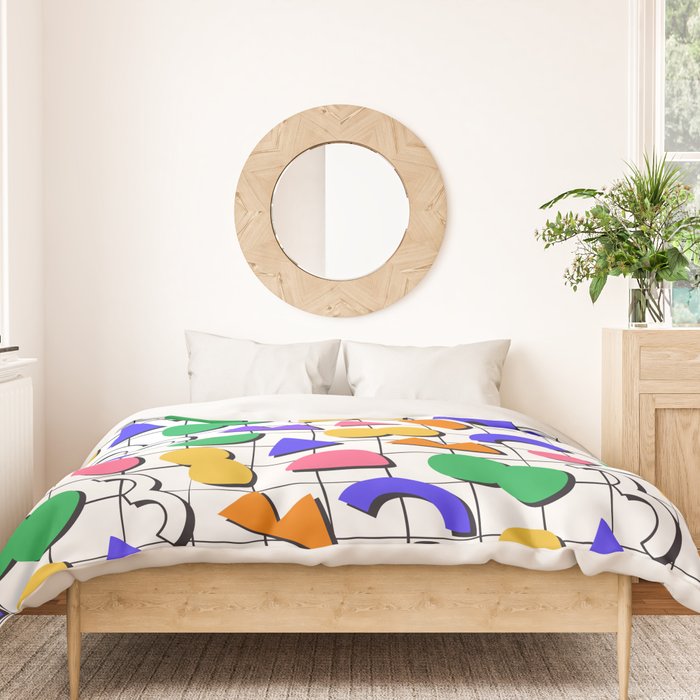 Colorful fun retro shape art pattern Duvet Cover Gallery Image 3