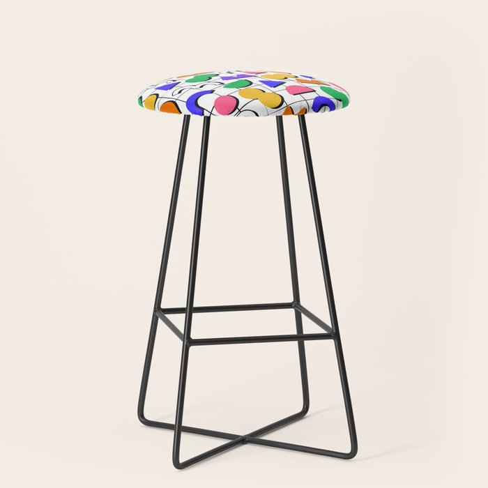 Colorful fun retro shape art pattern Stool Gallery Image 1