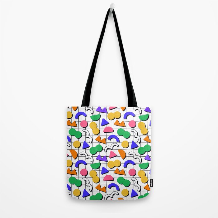 Colorful fun retro shape art pattern Tote Bag Gallery Image 2