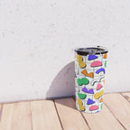 Colorful fun retro shape art pattern Travel Mug Gallery Image 4