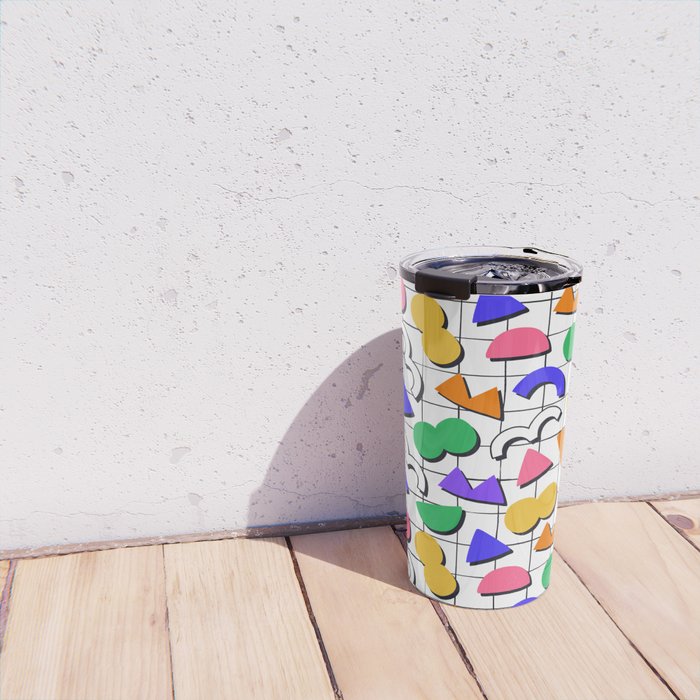 Colorful fun retro shape art pattern Travel Mug Gallery Image 4