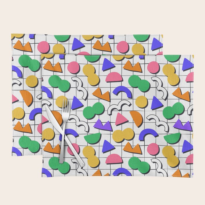 Colorful fun retro shape art pattern Placemat Gallery Image 1