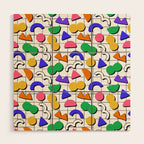 Colorful fun retro shape art pattern Wood Wall Art Gallery Image 1
