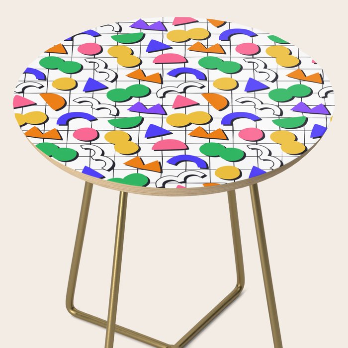 Colorful fun retro shape art pattern Side Table Gallery Image 2