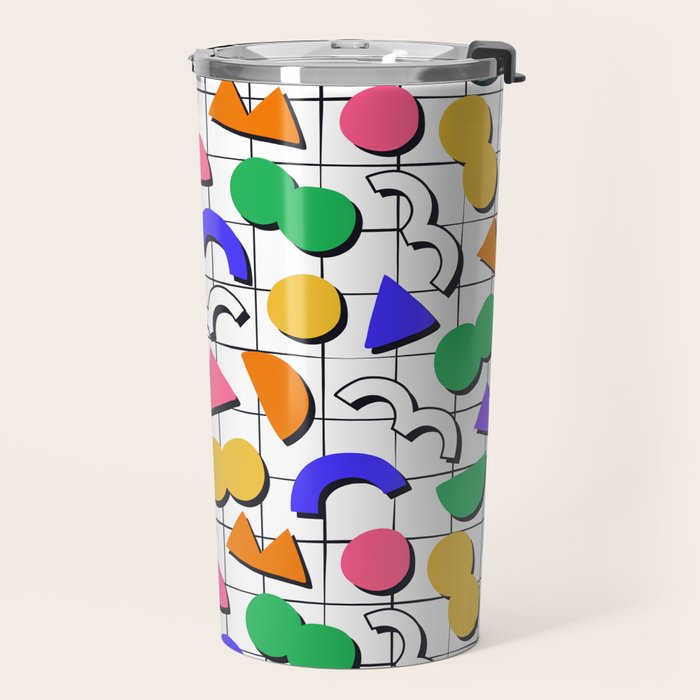 Colorful fun retro shape art pattern Travel Mug Gallery Image 2