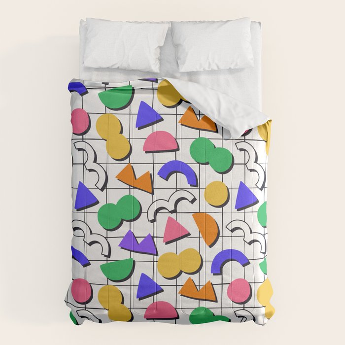 Colorful fun retro shape art pattern Comforter Gallery Image 1