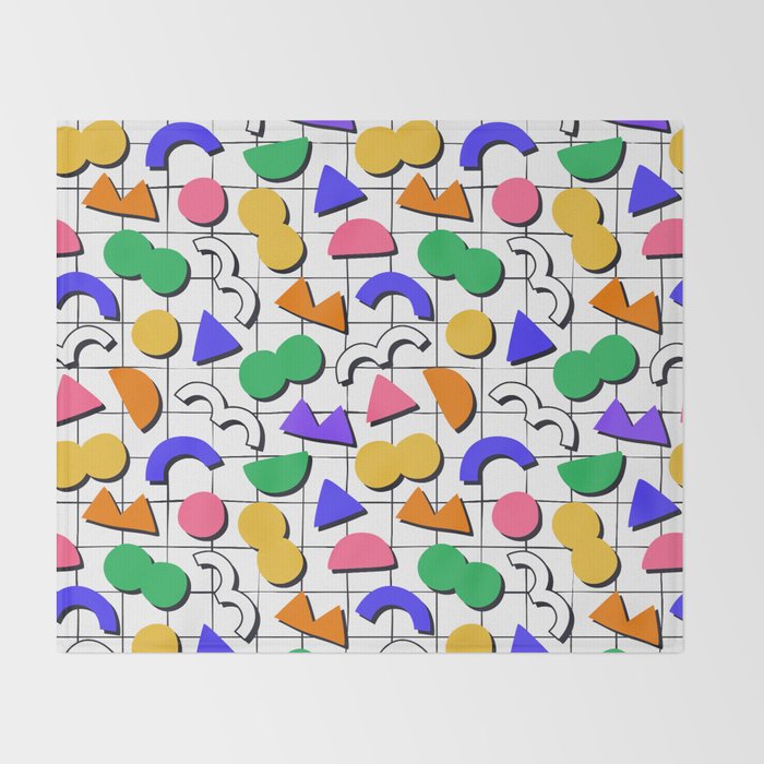 Colorful fun retro shape art pattern Throw Blanket Gallery Image 2