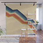 Funky Colorful 70s Rainbow Striped Zig Zag Pattern Blue Orange Hues Wall Mural Gallery Image 1