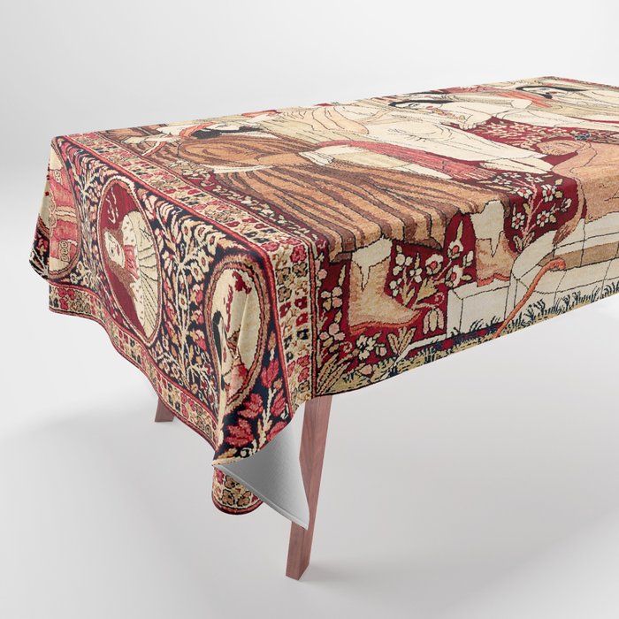 Kerman South Persian Pictorial Rug with Joseph Tablecloth Gallery Image 1