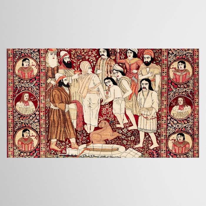 Kerman South Persian Pictorial Rug with Joseph Tablecloth Gallery Image 2