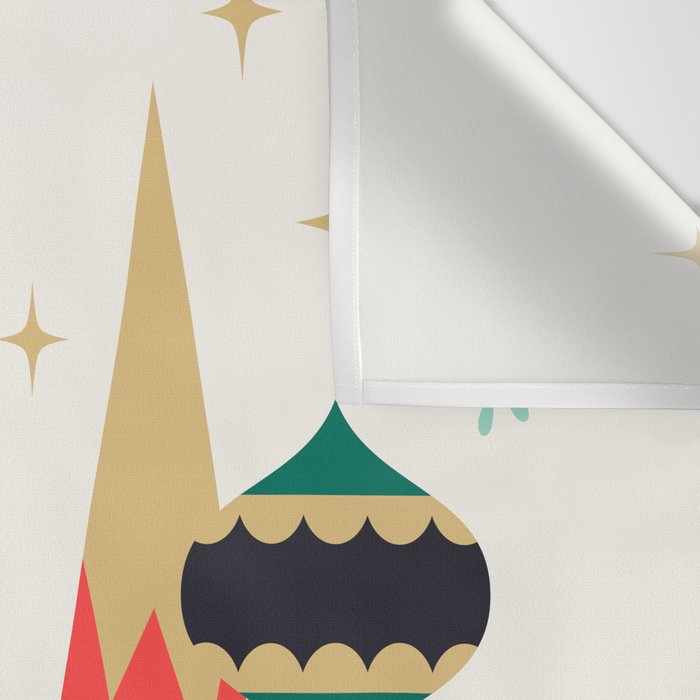 Retro Christmas Card Theme - Plain White Wall Tapestry Gallery Image 3