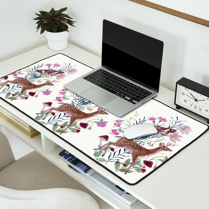 Floral Deer Desk Mat Gallery Image 2
