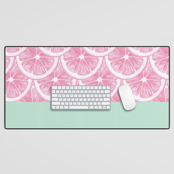 Zesty splice - pink grapefruit Desk Mat Gallery Image 1