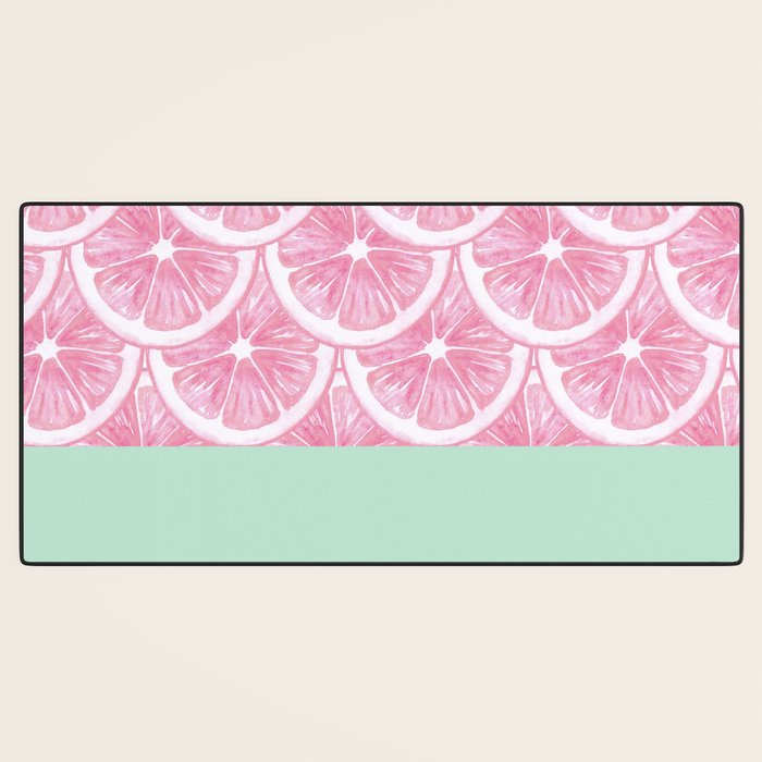 Zesty splice - pink grapefruit Desk Mat Gallery Image 3