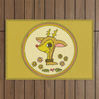 vintage reindeer christmas cheer // retro art by surfy birdy Outdoor Rug Gallery Image 1