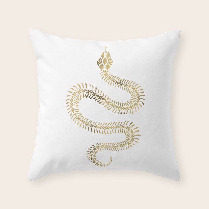Snake Skeleton - Gold Throw Pillow Gallery Image 1