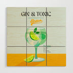 Minimal Gin Tonic cocktail illustration - Aqua Orange Wood Wall Art Gallery Image 1