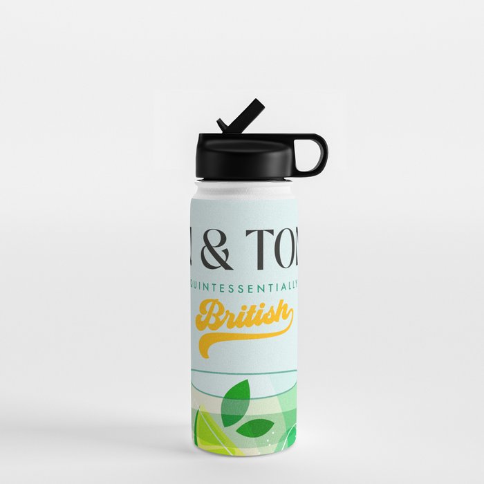 Minimal Gin Tonic cocktail illustration - Aqua Orange Water Bottle Gallery Image 1