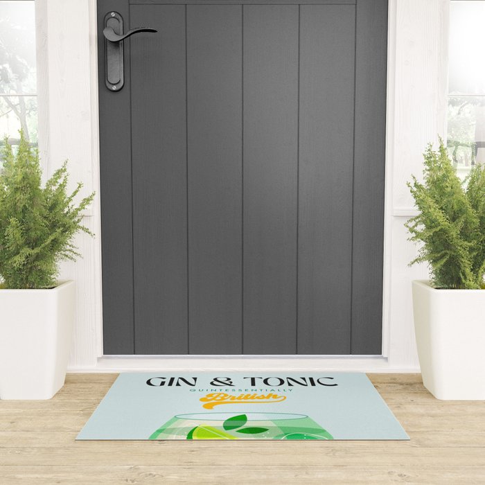 Minimal Gin Tonic cocktail illustration - Aqua Orange Welcome Mat Gallery Image 3