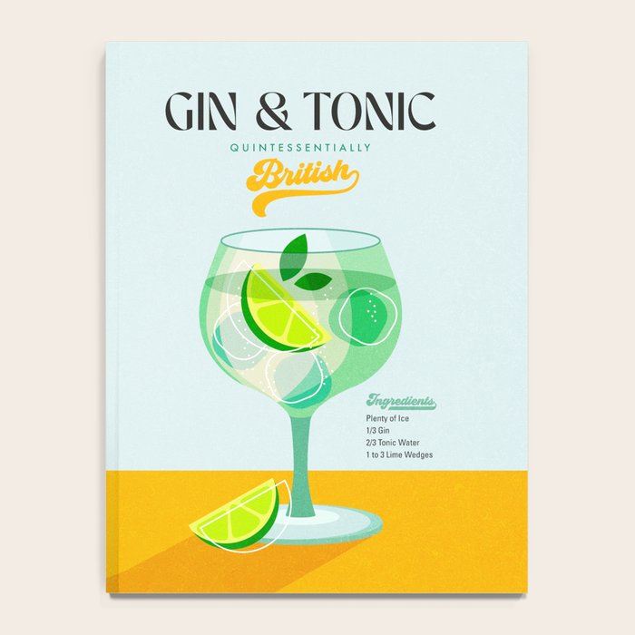 Minimal Gin Tonic cocktail illustration - Aqua Orange Notebook Gallery Image 4