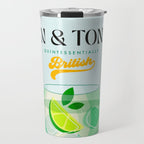 Minimal Gin Tonic cocktail illustration - Aqua Orange Travel Mug Gallery Image 1