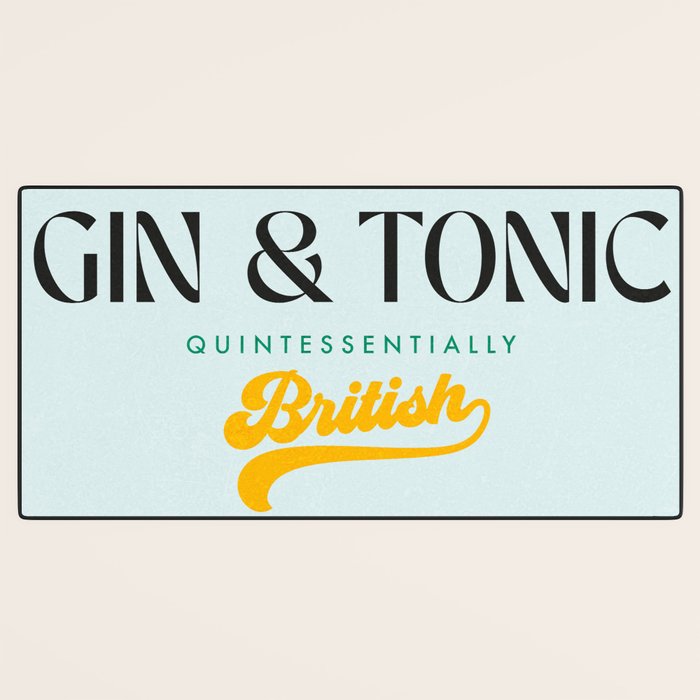 Minimal Gin Tonic cocktail illustration - Aqua Orange Desk Mat Gallery Image 3