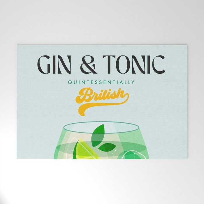 Minimal Gin Tonic cocktail illustration - Aqua Orange Welcome Mat Gallery Image 1