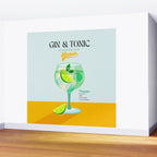 Minimal Gin Tonic cocktail illustration - Aqua Orange Wall Mural Gallery Image 2