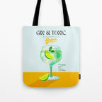 Minimal Gin Tonic cocktail illustration - Aqua Orange Tote Bag Gallery Image 1