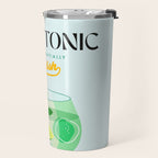 Minimal Gin Tonic cocktail illustration - Aqua Orange Travel Mug Gallery Image 2