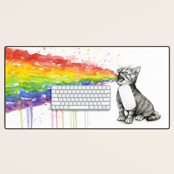 Kitten Puking Rainbow Desk Mat Gallery Image 1